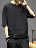 New Linen Chinese Style Solid Color Men's Shirts