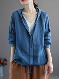 Cotton Linen New Hooded Female Jackets