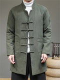 Men's Graceful Retro Solid Color Cotton Midi Pattern Coats