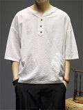 New Linen Chinese Style Solid Color Men's Shirts