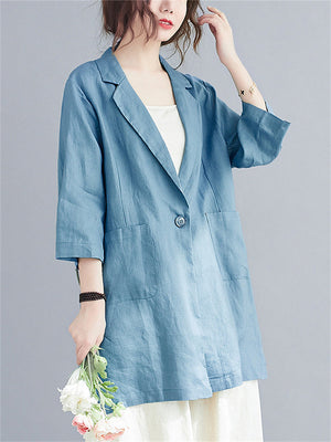 Simple Solid Color Linen Jackets Coat