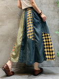 Lattice Patchwork New High Waisted Lady Skirts