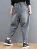 Loose Casual Multiple Pockets Harem Jeans