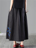 Cotton Linen Embroidery Vogue Women's Skirts