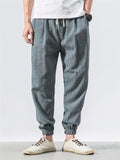 Linen Solid Color Breathable Jogger Pants