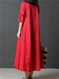 Round Neck Solid Color Half Sleeve Dresses