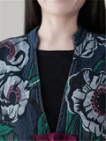 V-Neck Floral Printed Long Sleeve Jacket