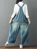 Vintage Embroidered Wide Leg Denim Jumpsuit