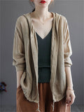 Cotton Linen New Hooded Female Jackets