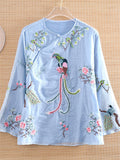 Retro Phoenix Embroidery Loose Shirts