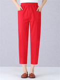 Trendy Elastic Waist Pants With Pockets