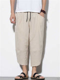 Casual Relaxed Nice Wide Leg Cropped Harem Pants For Men