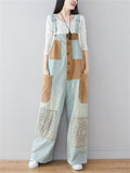 Cute Comfort Color Block Denim Overalls