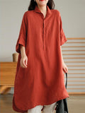 Casual Cotton Linen Medium Style Dresses