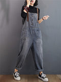 Korean Style High Quality Washed Long Jumpsuits For Ladies