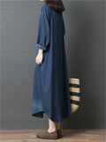 Solid Color 3/4 Sleeve Comfy Denim Dresses