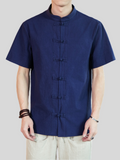 Comfort Short Sleeve Linen Blouse Shirt for Men