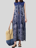 Printed Loose Sleeveless Long Dresses