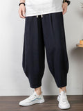 Summer Plus Size Loose Wide-Leg Cropped Linen Trousers