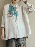 Ladies Vogue Spring Autumn Linen Oversized Chic Shirts