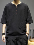 New Linen Chinese Style Solid Color Men's Shirts