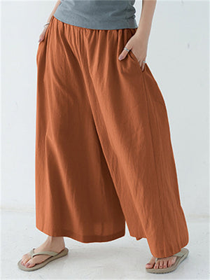 Casual Solid Color Wide Leg Pants