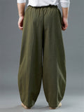 Men's Solid Color Wide Leg Pants With Pockets