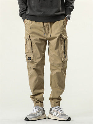 Male Fashion Streetwear Multi-pocket Drawstring Cargo Pants