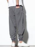 Vertical Stripe Summer Autumn Linen Casual Men's Long Pants