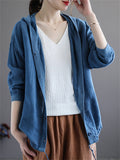 Cotton Linen Solid Color Drawstring Jackets