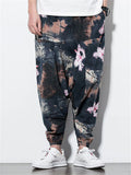 Fashion Printed Ankle-Banded Pants With Pockets