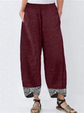 Casual Elastic Waist Patchwork Loose Pants