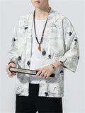 Retro Cranes Printed Cardigan Loose Jackets