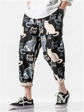 Cats Printed Casual Cropped Pants