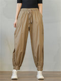 Large Size Slim Tie Feet Lace-up New Cargo Pants For Lady