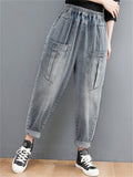 Loose Casual Multiple Pockets Harem Jeans