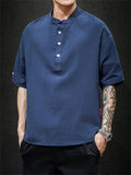 Men's Daily Wear Stylish Simple Short Sleeve Linen Shirts