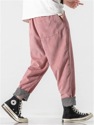 Corduroy Solid Color Rolled Edge Pants