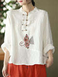 Comfy Embroidered National Style Ladies Shirts