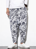 Fashion Printed Ankle-Banded Pants With Pockets