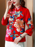 Retro Flowers Embroidery Buckles Jackets