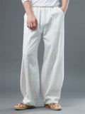 Men's Solid Color Wide Leg Pants With Pockets