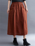 Large Size Literary Linen Women's Skirts