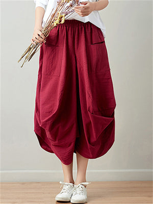 Linen Bloomers Solid Color Skirts In Stock