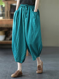 Fashion Drawstring Solid Color Bloomers