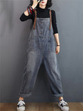 Korean Style High Quality Washed Long Jumpsuits For Ladies