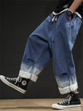 Fashion Patchwork Color Elastic-waist Jeans