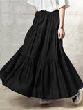 Solid Color Patchwork Pleated Long Skirts