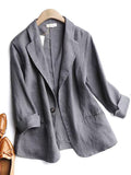 Loose Thin Cotton Linen Solid Color Jackets