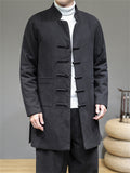 Men's Graceful Retro Solid Color Cotton Midi Pattern Coats